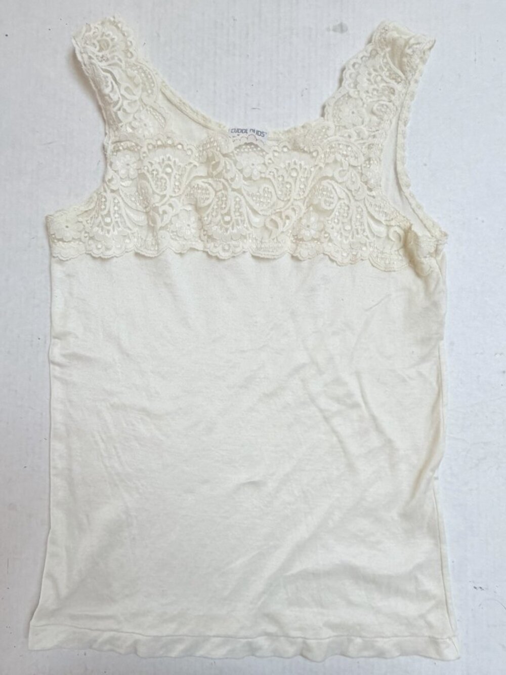 Cuddl Duds Camisole Lace Tank Top Womens Medium Cami Vintage Y2K Fairy Made USA